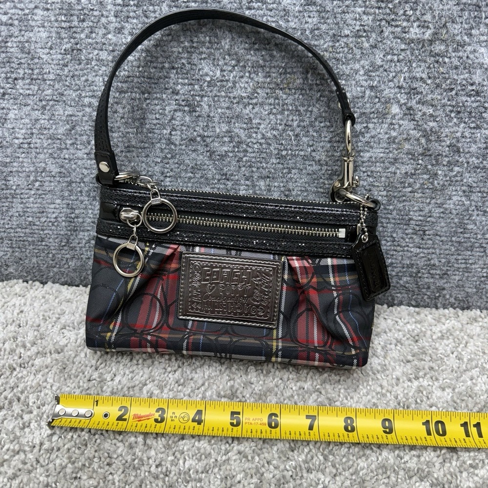 Coach Plaid Red Black Wristlet Clutch